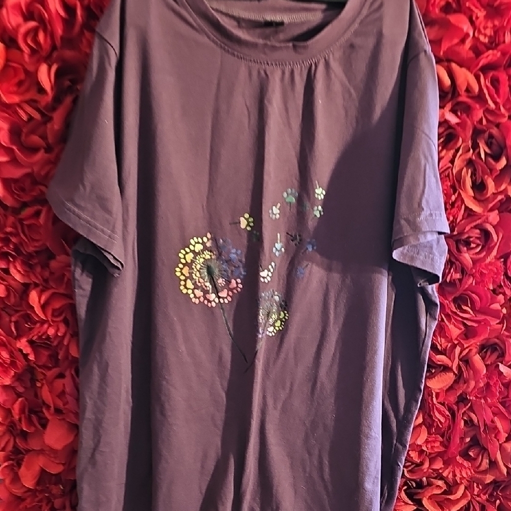 Women's Plum Animal Paw Print Graphic T-Shirt Size 1X